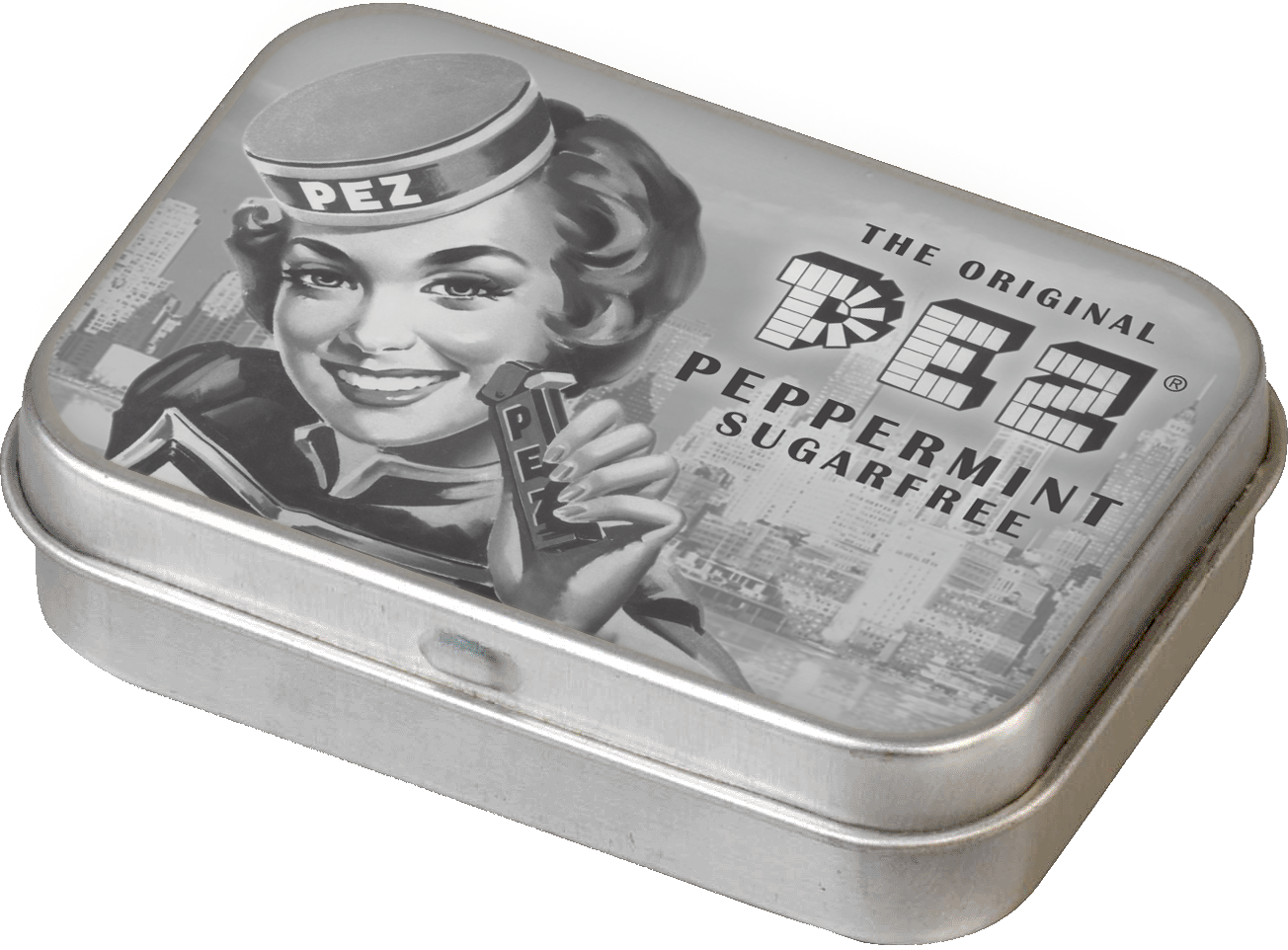 PEZ Retro Mint Dose in Schwarz-Weiß