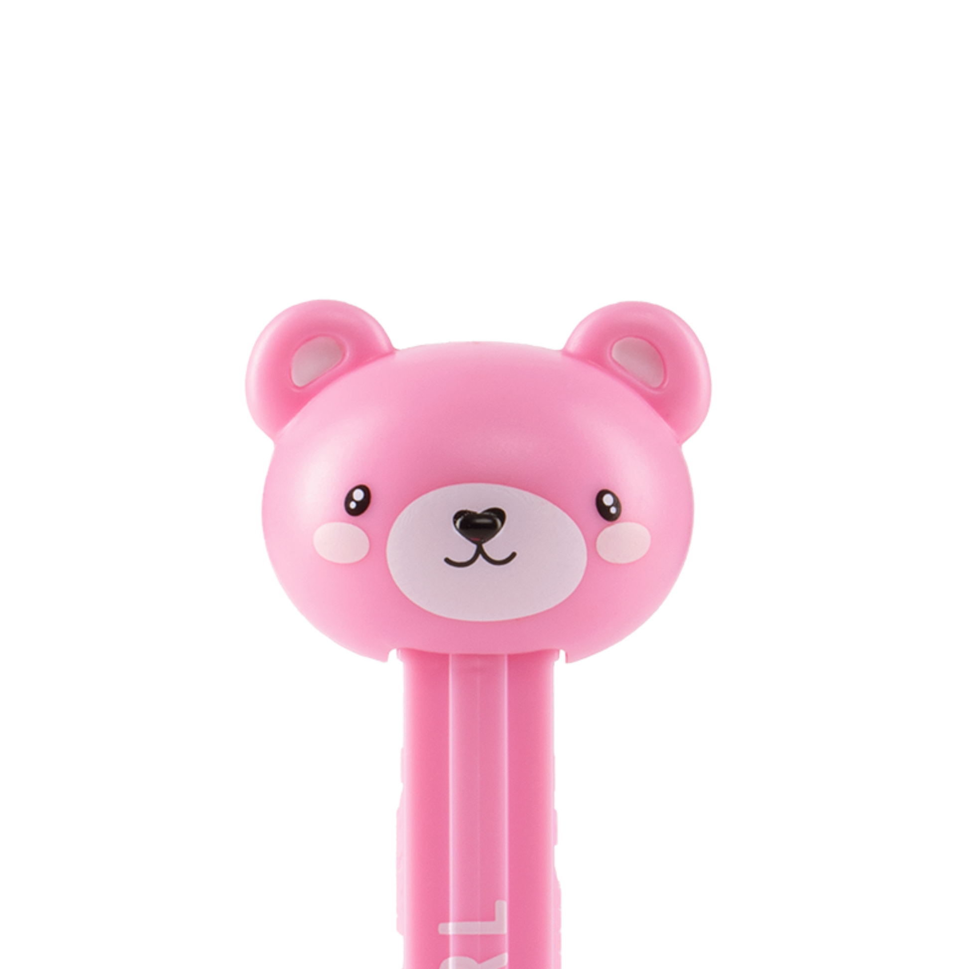 PEZ Spender von einem rosaroten Teddybär mit dem Aufdruck "It's a girl"
