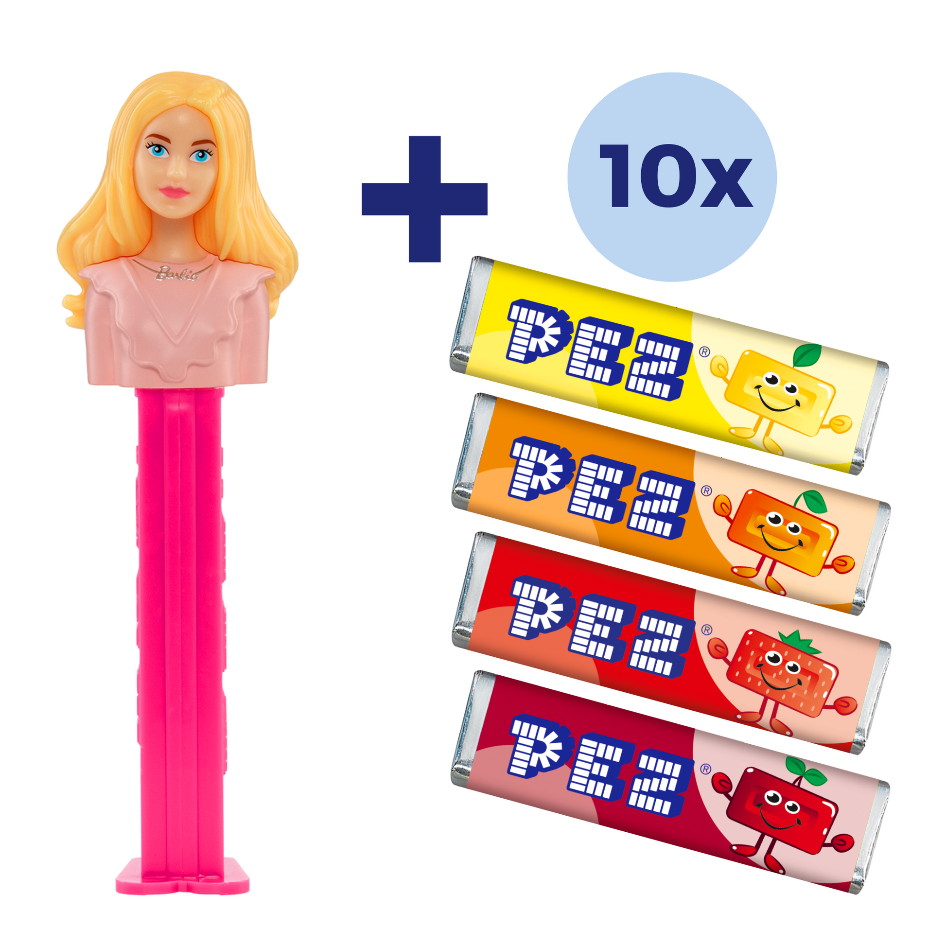 PEZ Beutel Barbie: Eine Packung mit PEZ Barbie-Spender und Bonbons, Ansicht des Inhalts