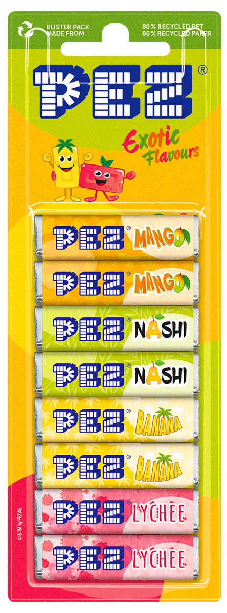 PEZ Bonbons Exotic Mix: Verschiedene Sorten