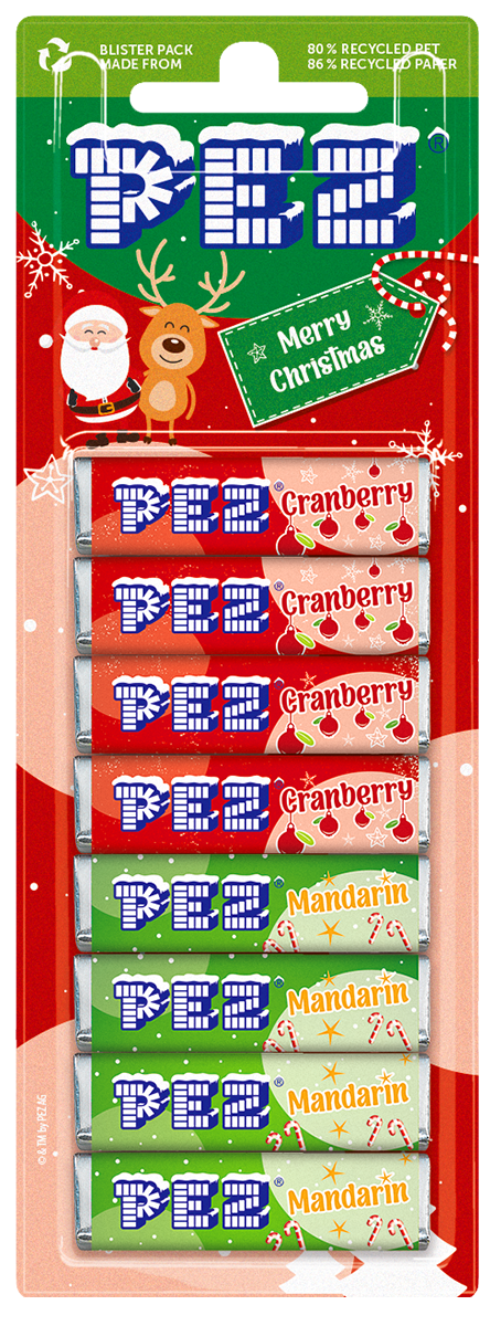 PEZ Weihnachtsbonbons in verschiedenen Geschmacksrichtungen