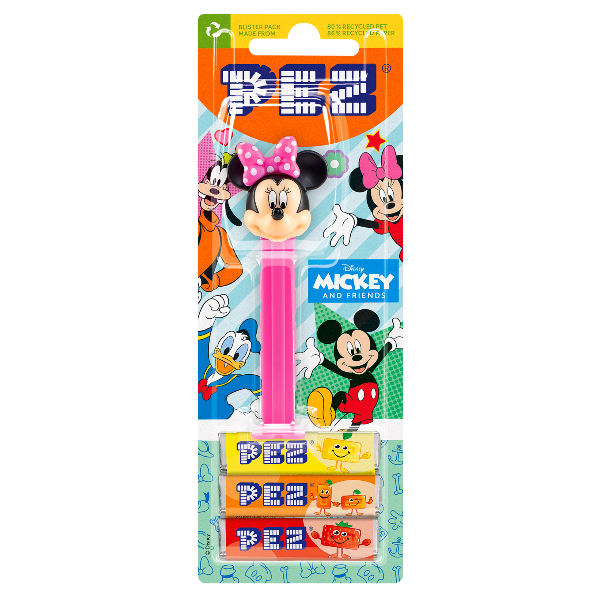 PEZ Spender von Minnie, verpackt zusammen mit PEZ Bonbons