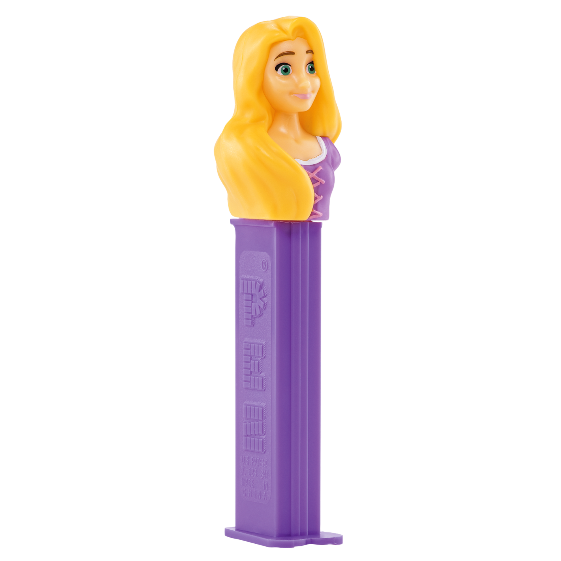 PEZ Spender von Rapunzel, seitliche Ansicht