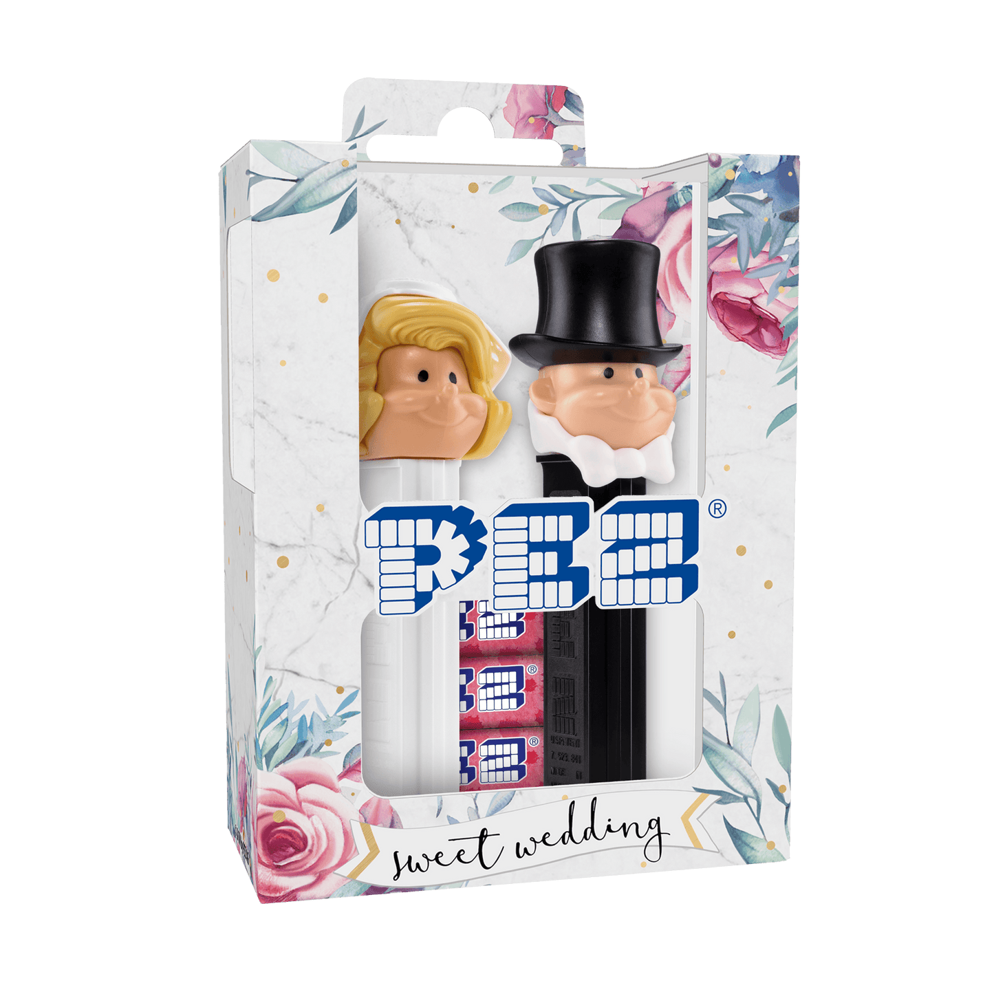 PEZ Wedding couple including candies (bride blond and groom)