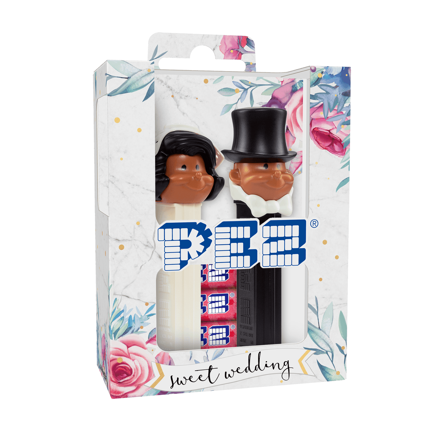 PEZ Wedding couple including candies (dark skin tone)