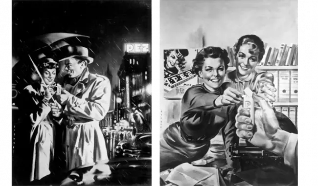 PEZ Vintage Werbeplakate in Schwarz-Weiß