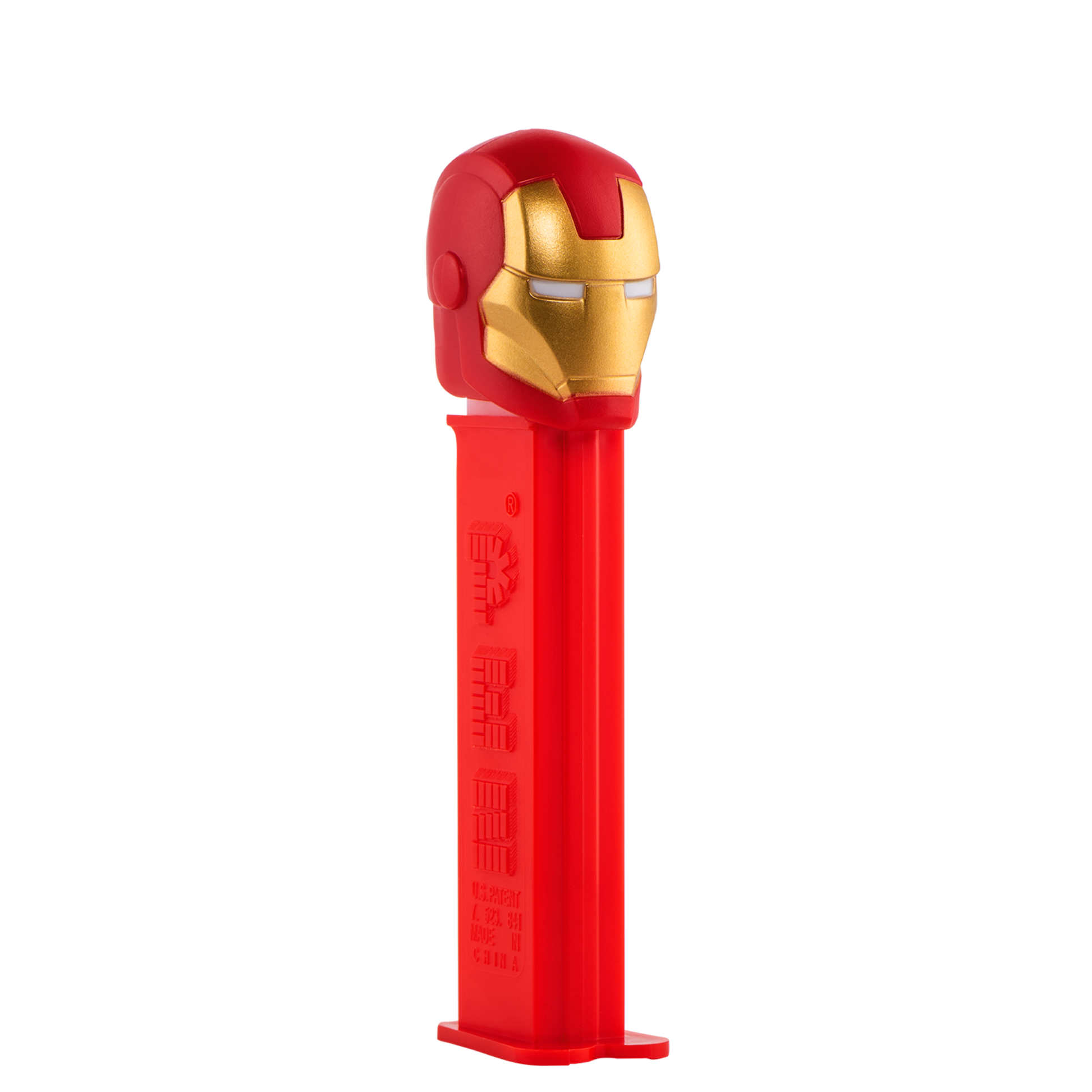PEZ Spender von Iron Man, seitliche Ansicht