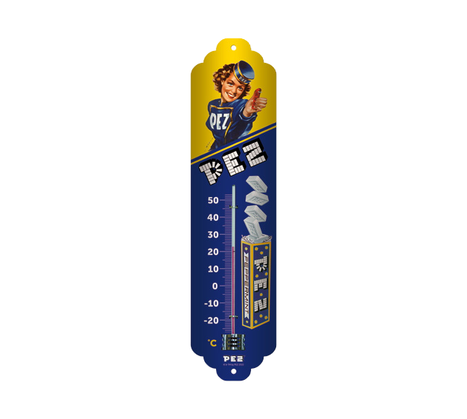 PEZ Retro Tin Sign Metal Thermometer - 28 x 6,5 cm