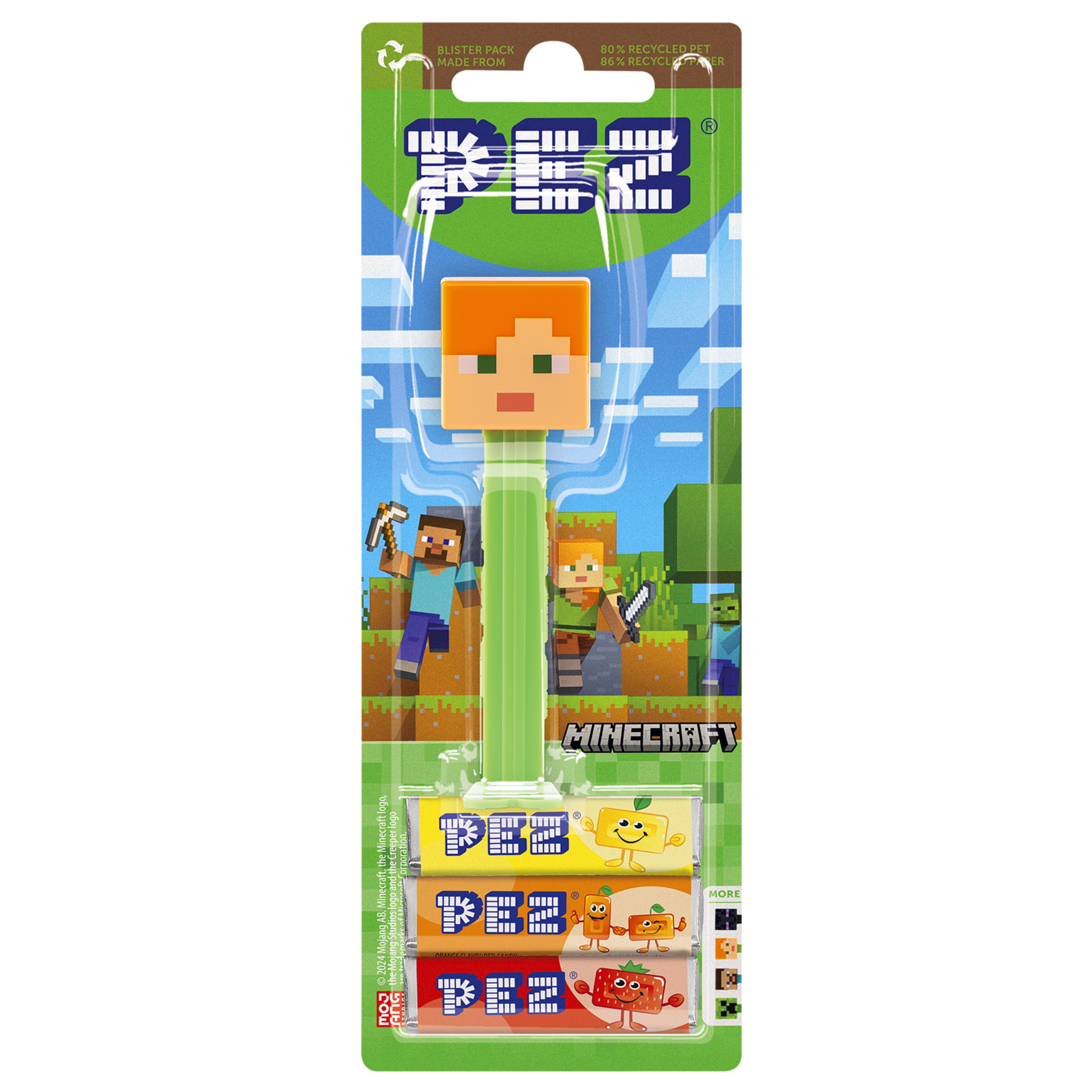 PEZ Spender von Alex - Minecraft, verpackt zusammen mit PEZ Bonbons