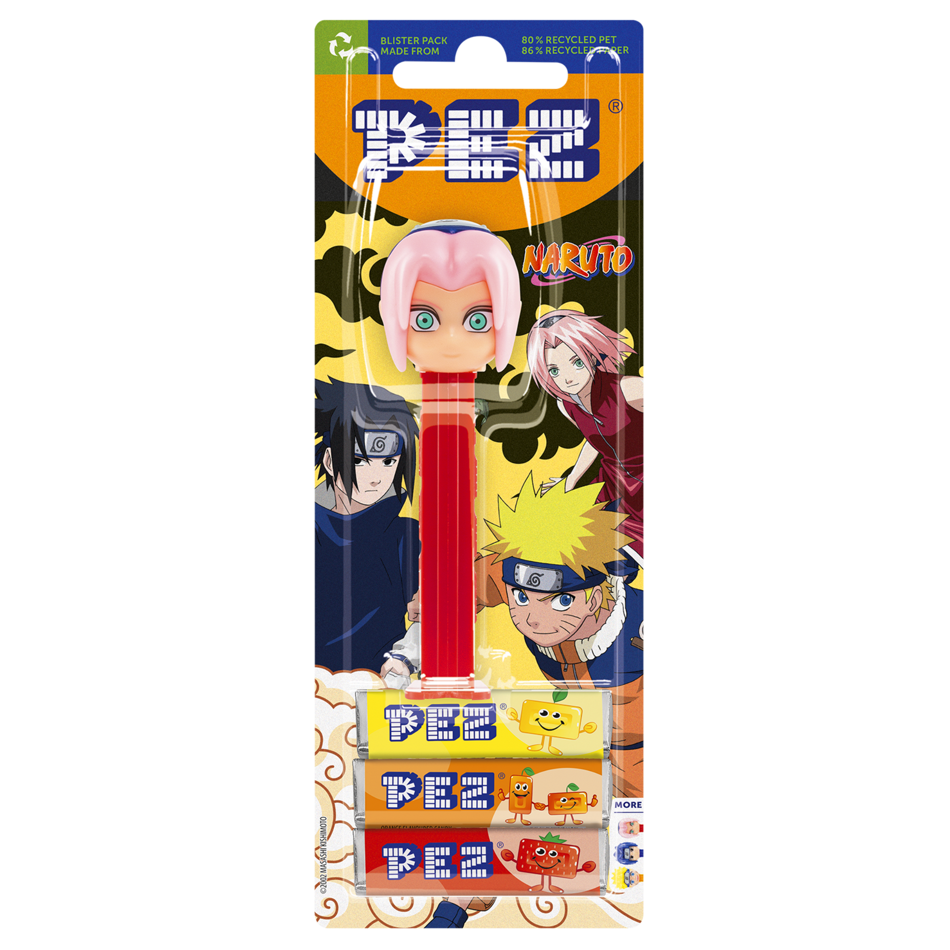 PEZ Spender Sakura von Naruto, verpackt zusammen mit PEZ Bonbons