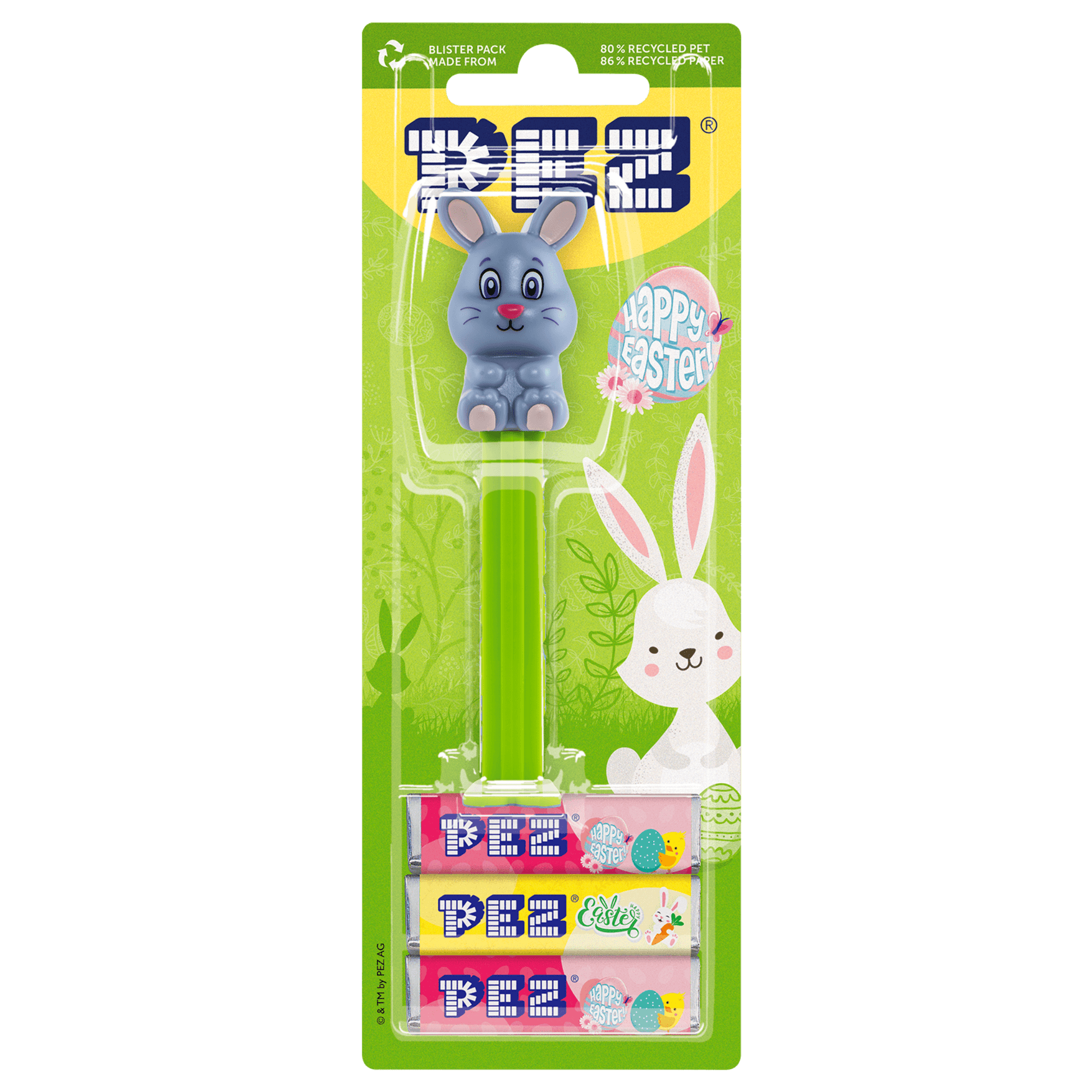 PEZ Spender mit einem Osterhasen, verpackt zusammen mit PEZ Bonbons
