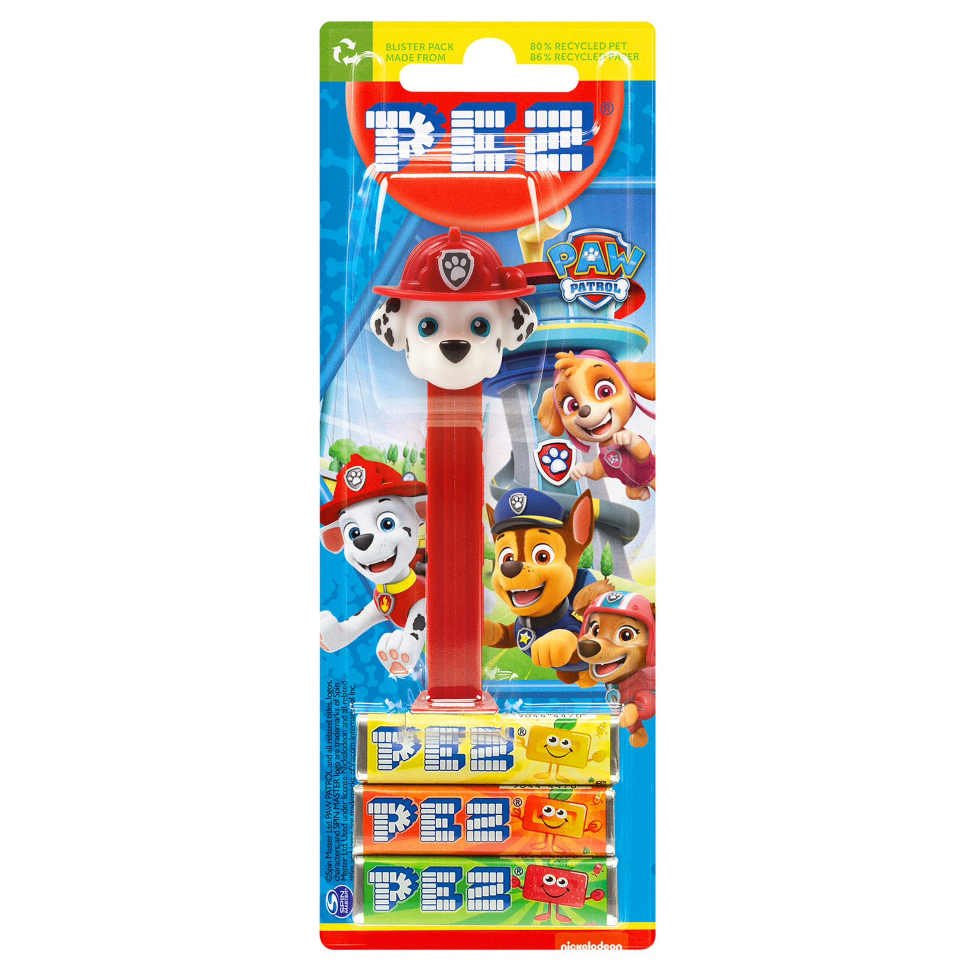 PEZ Spender von Marshall, verpackt zusammen mit PEZ Bonbons