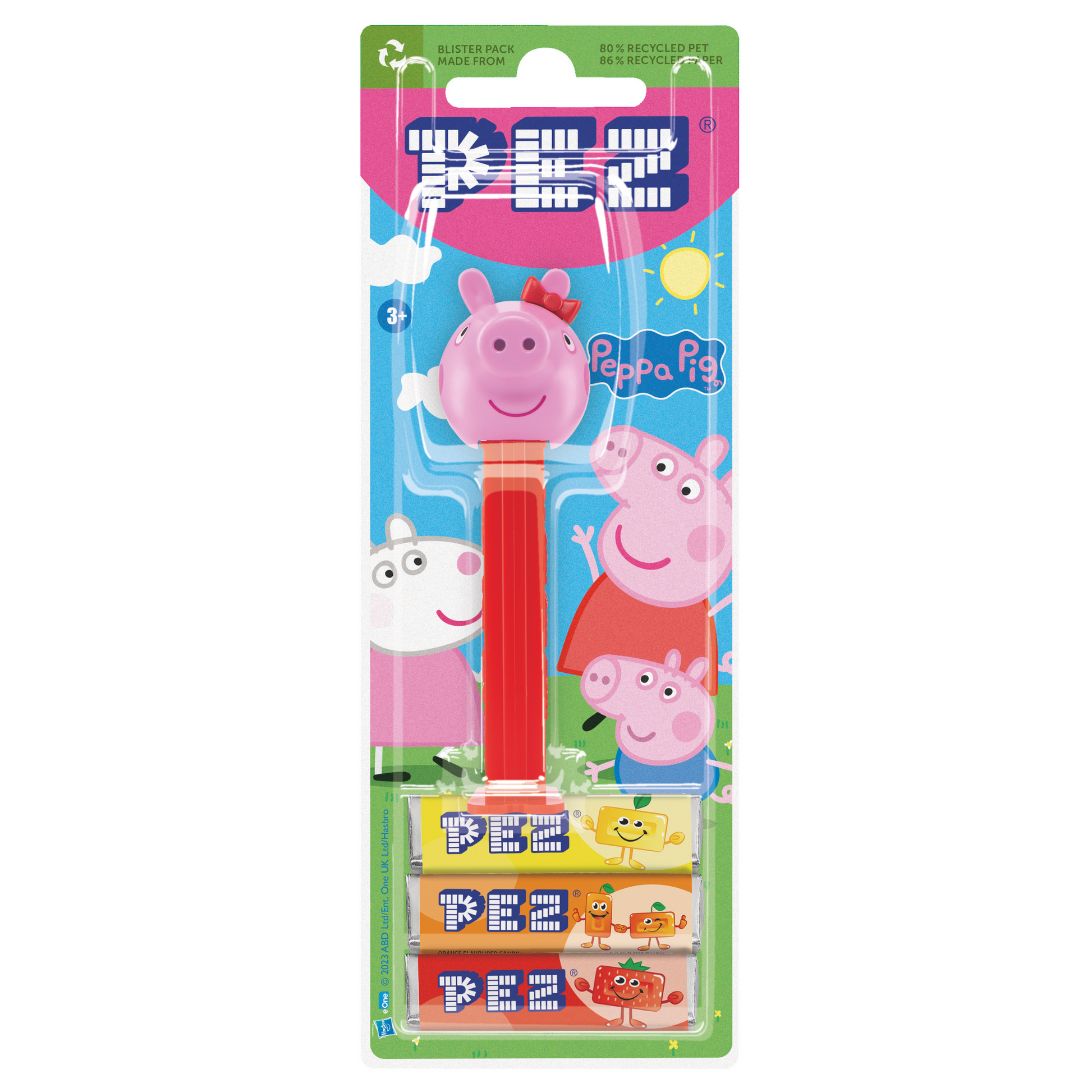 PEZ Spender von Peppa Wutz, verpackt zusammen mit PEZ Bonbons