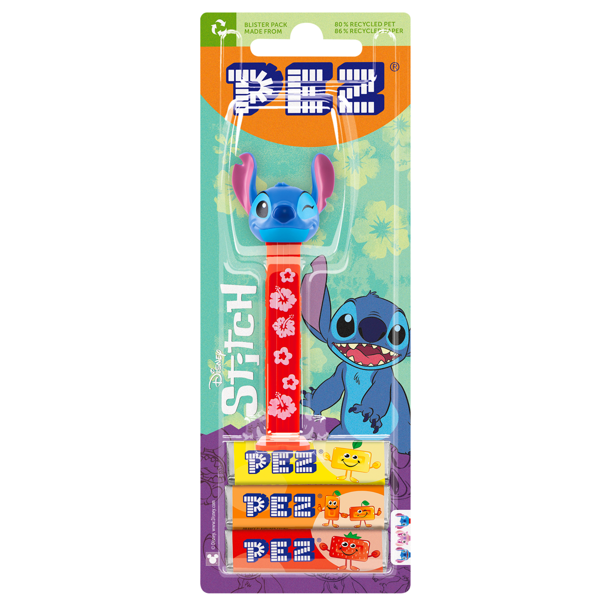 PEZ Spender von Stitch, verpackt zusammen mit PEZ Bonbons