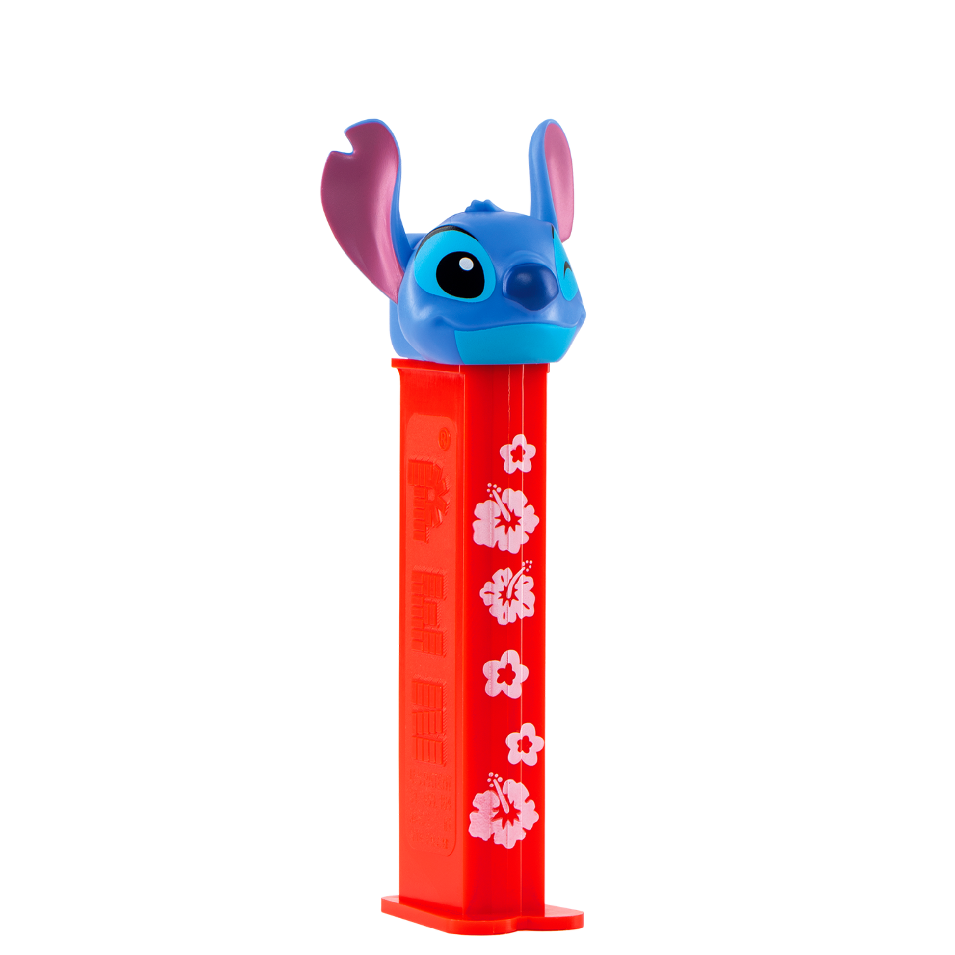 PEZ Spender Stitch mit Hawaii Blumen, seitliche Ansicht