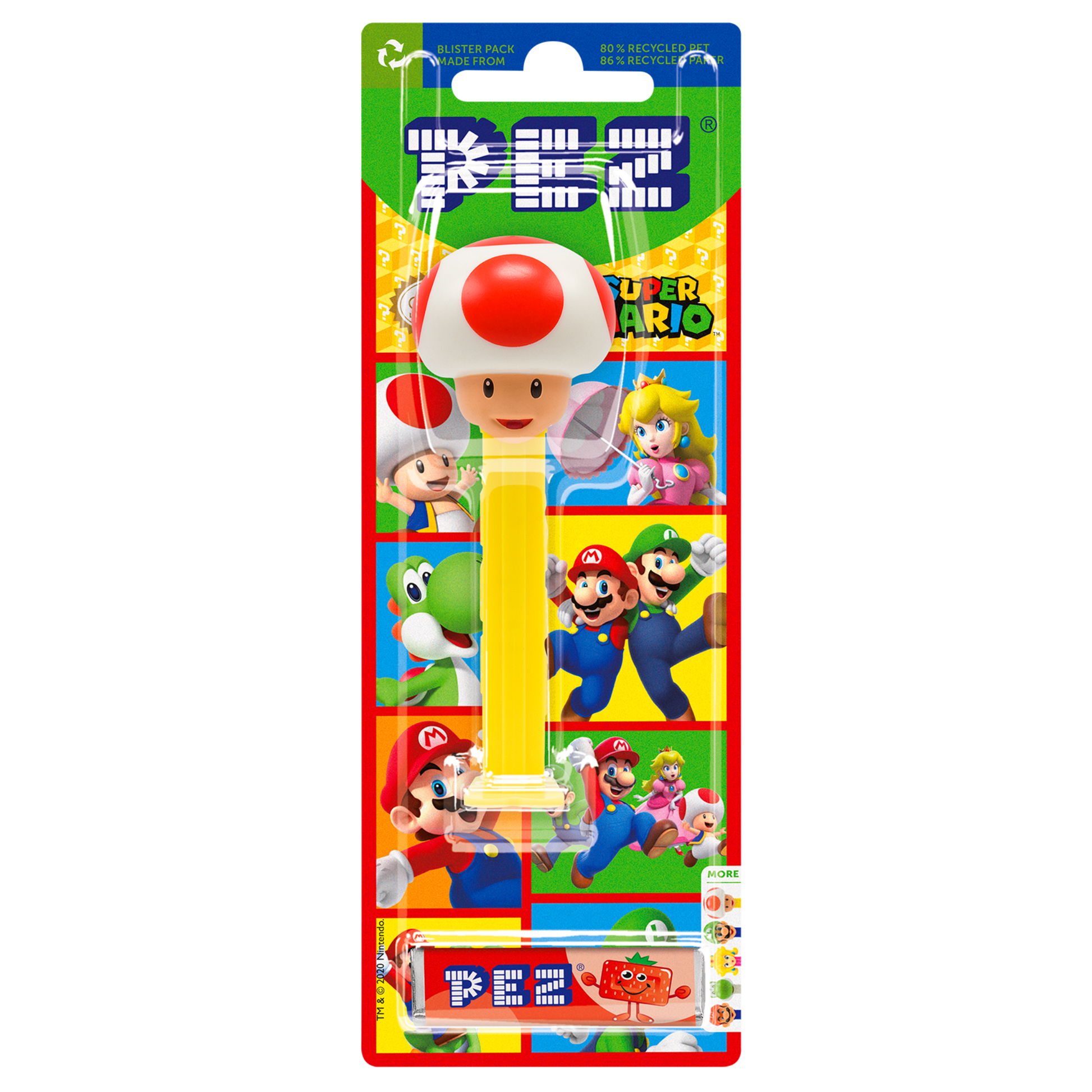 PEZ Spender von Toad, verpackt zusammen mit PEZ Bonbons