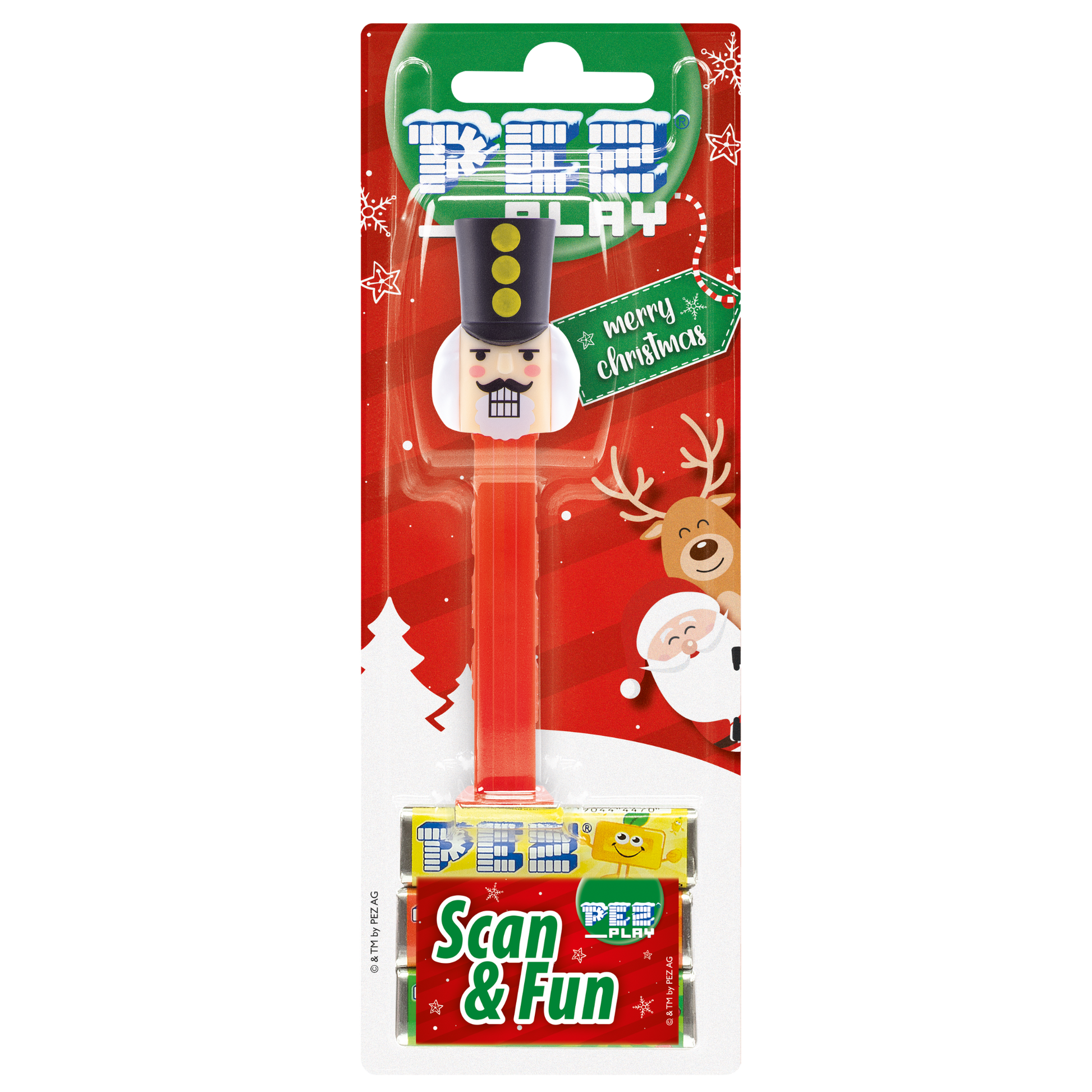 PEZ Spender Nussknacker, verpackt zusammen mit PEZ Bonbons