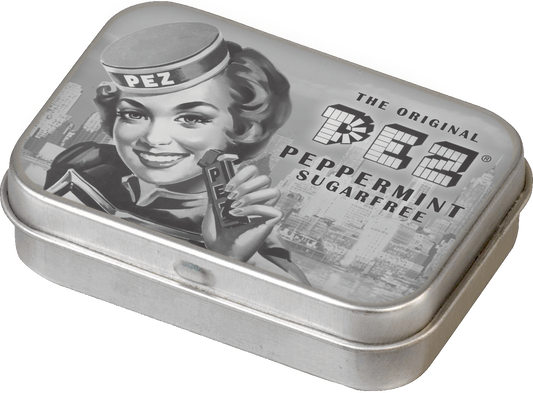 PEZ Retro Mint Dose in Schwarz-Weiß