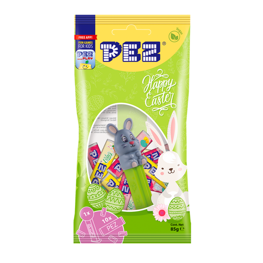 PEZ Beutel Ostern: Eine Packung mit PEZ Oster-Spender und Bonbons