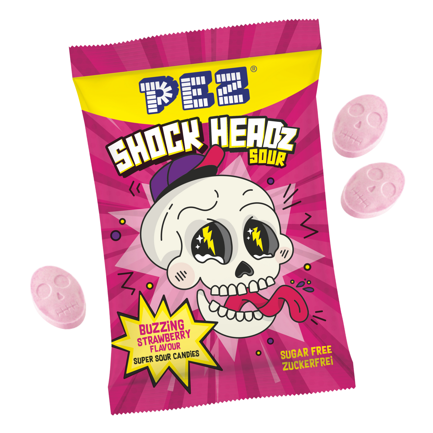 PEZ Shock Headz Erdbeere