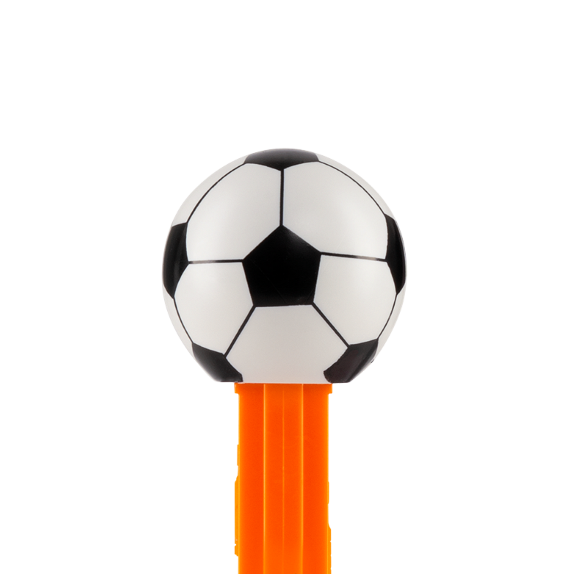 PEZ Spender in orange mit Fußball als Motiv. Auf der orangenen Spenderbox steht "GOOOAAAAL". 