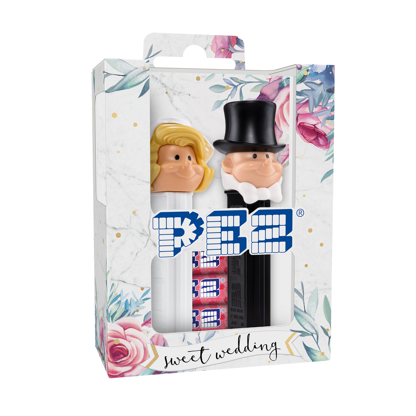 PEZ Wedding couple including candies (bride blond and groom)