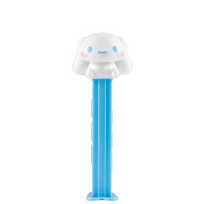 Cinnamoroll-PEZ-Spender mit weißem Hundekopf und blauem Spendergehäuse.