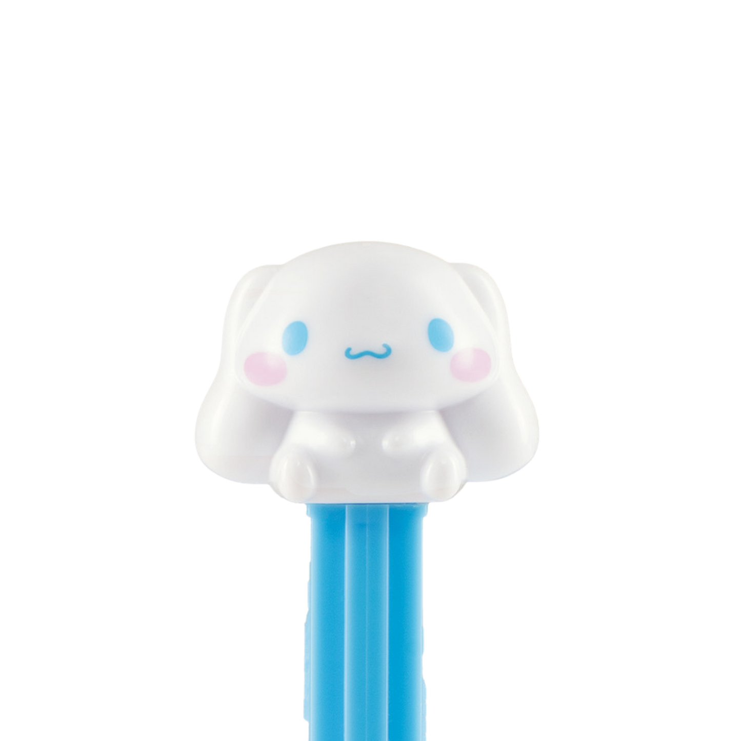 Cinnamoroll-PEZ-Spender mit weißem Hundekopf und blauem Spendergehäuse.