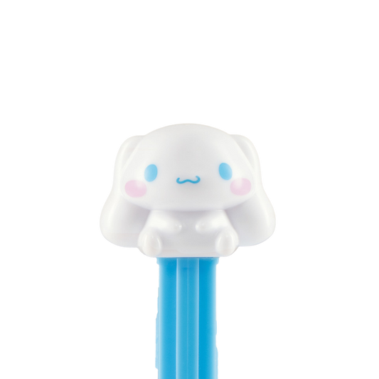 Cinnamoroll-PEZ-Spender mit weißem Hundekopf und blauem Spendergehäuse.