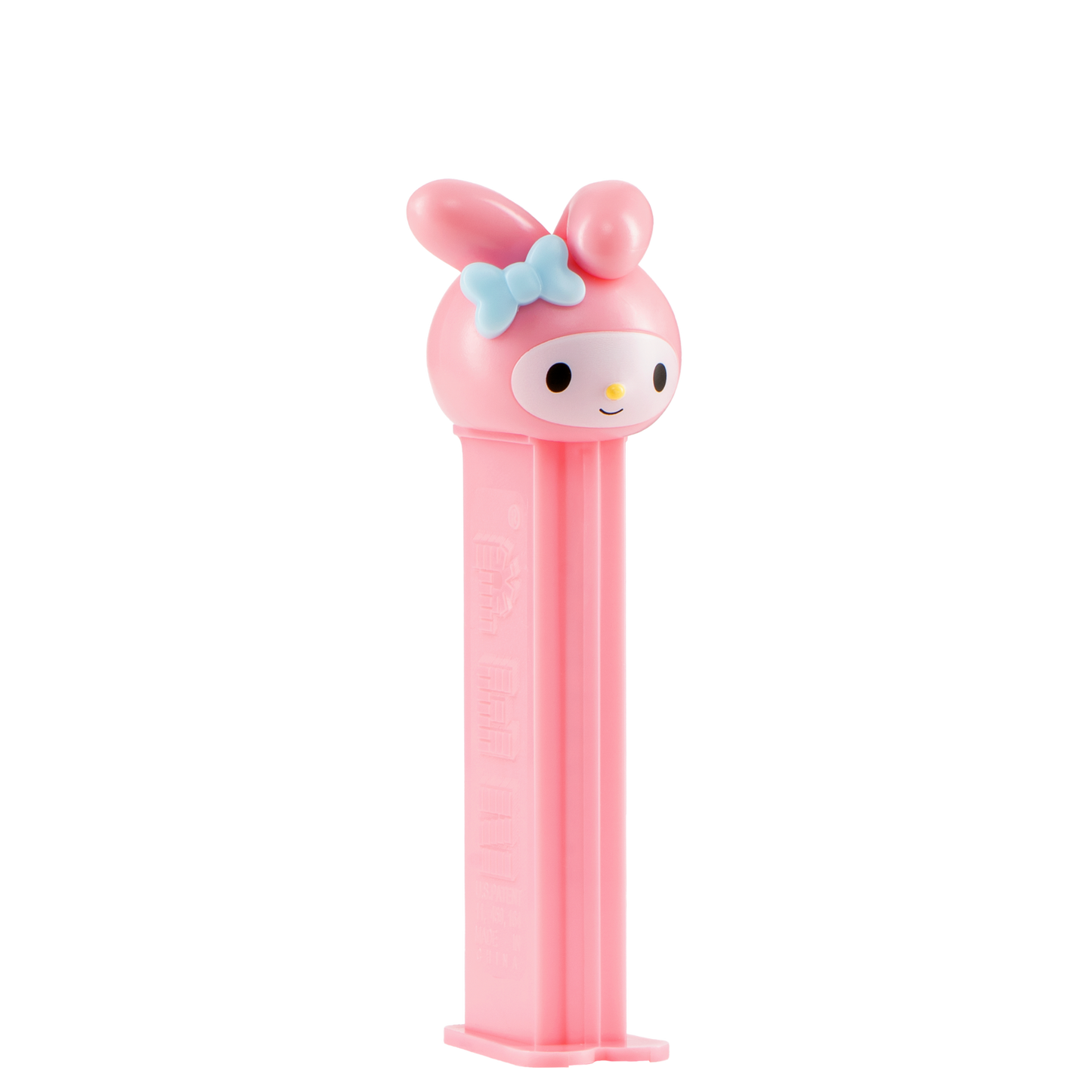 My-Melody-PEZ-Spender mit rosa Hasenkopf und rosafarbenem Spendergehäuse.