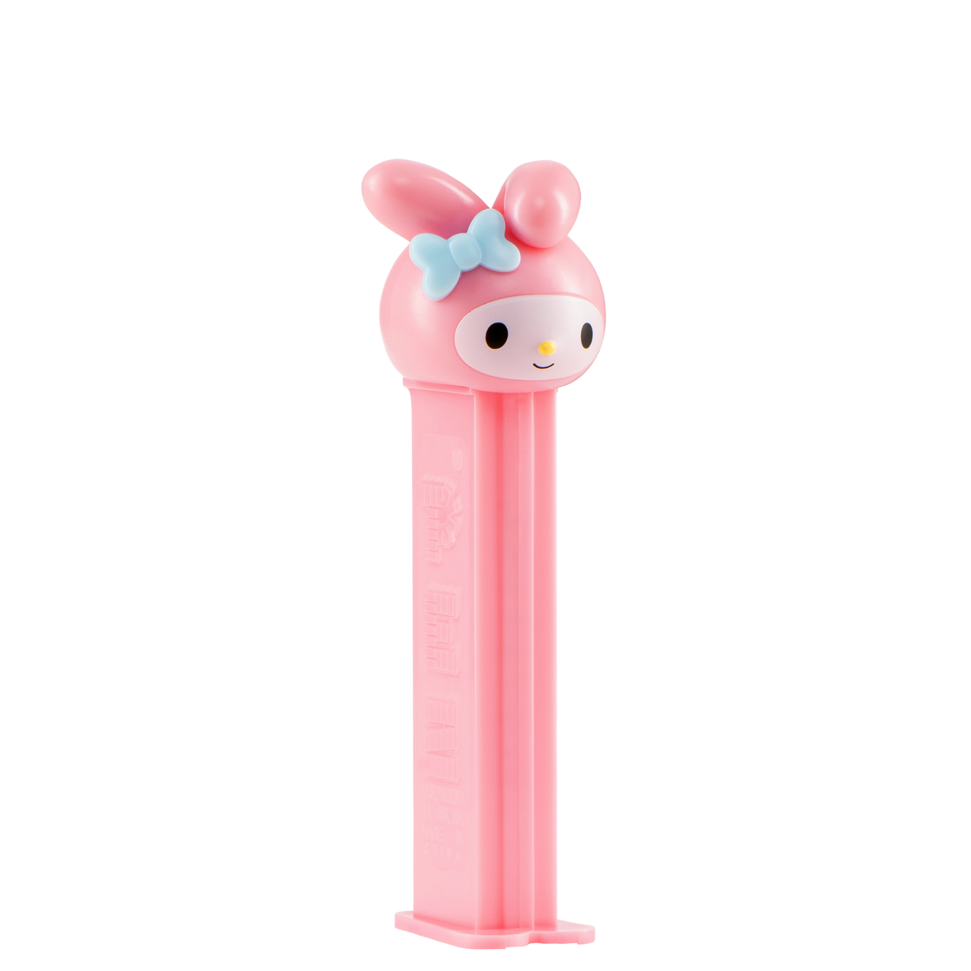 My-Melody-PEZ-Spender mit rosa Hasenkopf und rosafarbenem Spendergehäuse.