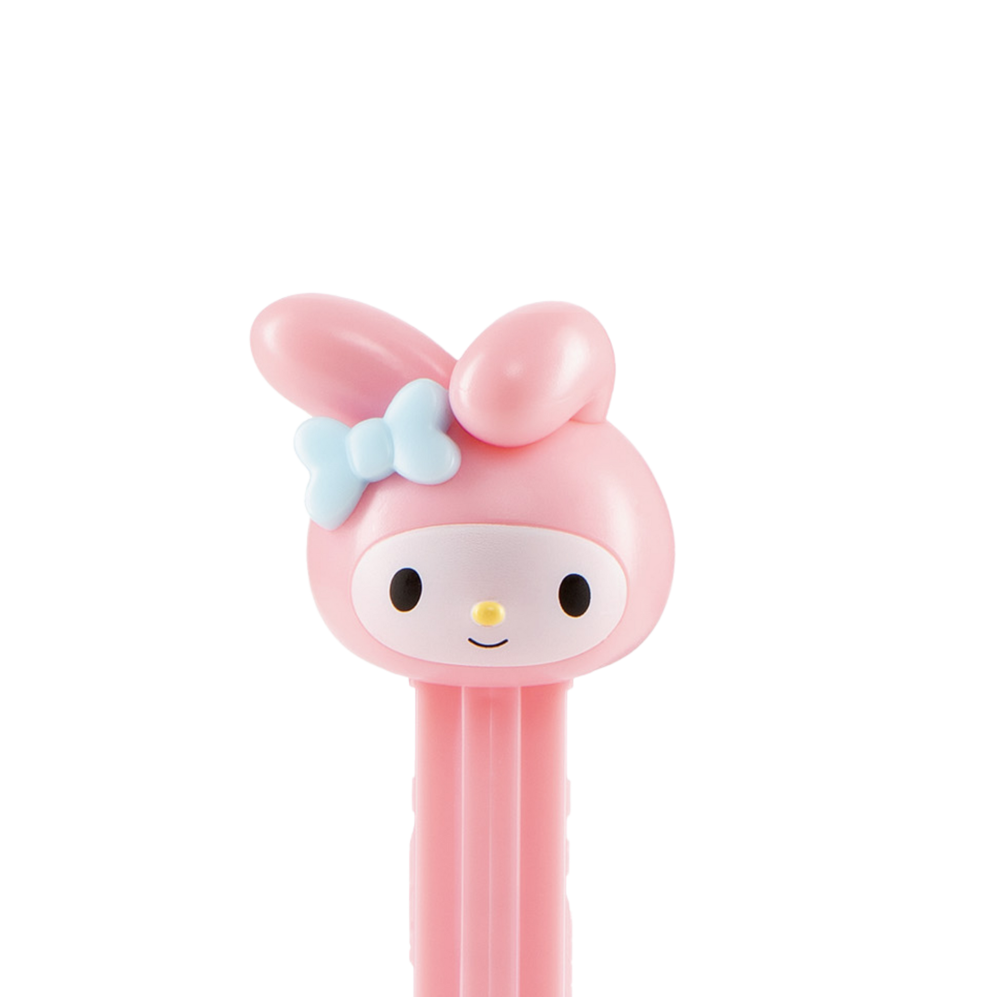 My-Melody-PEZ-Spender mit rosa Hasenkopf und rosafarbenem Spendergehäuse.