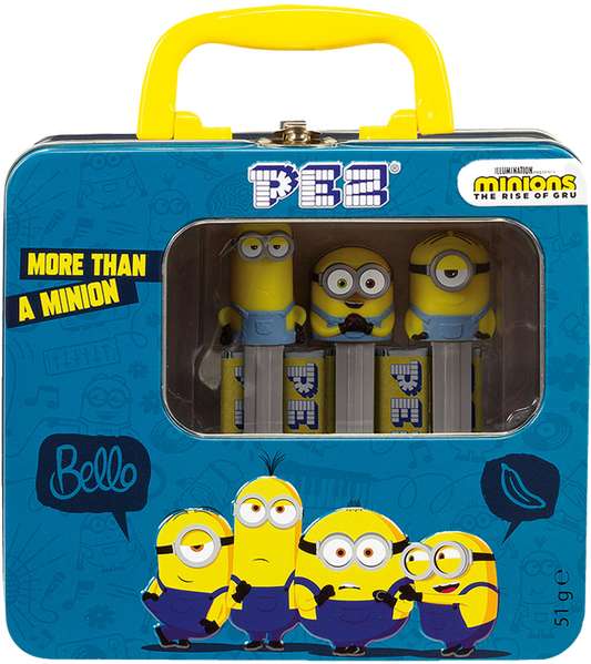 PEZ Koffer mit PEZ Spendern von den Minions, Ansicht von vorne