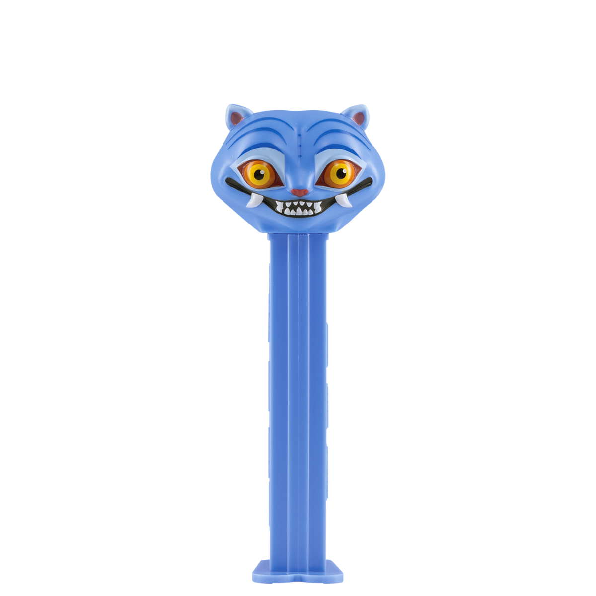 PEZ-Spender von Derpy Tiger aus KPop Demon Hunters in der Vorderansicht auf farbigem Stil.