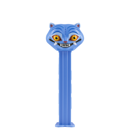 PEZ-Spender von Derpy Tiger aus KPop Demon Hunters in der Vorderansicht auf farbigem Stil.
