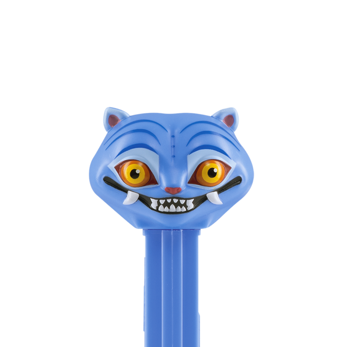 Nahaufnahme des PEZ-Spenders von Derpy Tiger aus KPop Demon Hunters mit großen, ausdrucksstarken Augen.