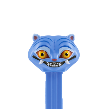 Nahaufnahme des PEZ-Spenders von Derpy Tiger aus KPop Demon Hunters mit großen, ausdrucksstarken Augen.