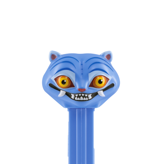 Nahaufnahme des PEZ-Spenders von Derpy Tiger aus KPop Demon Hunters mit großen, ausdrucksstarken Augen.