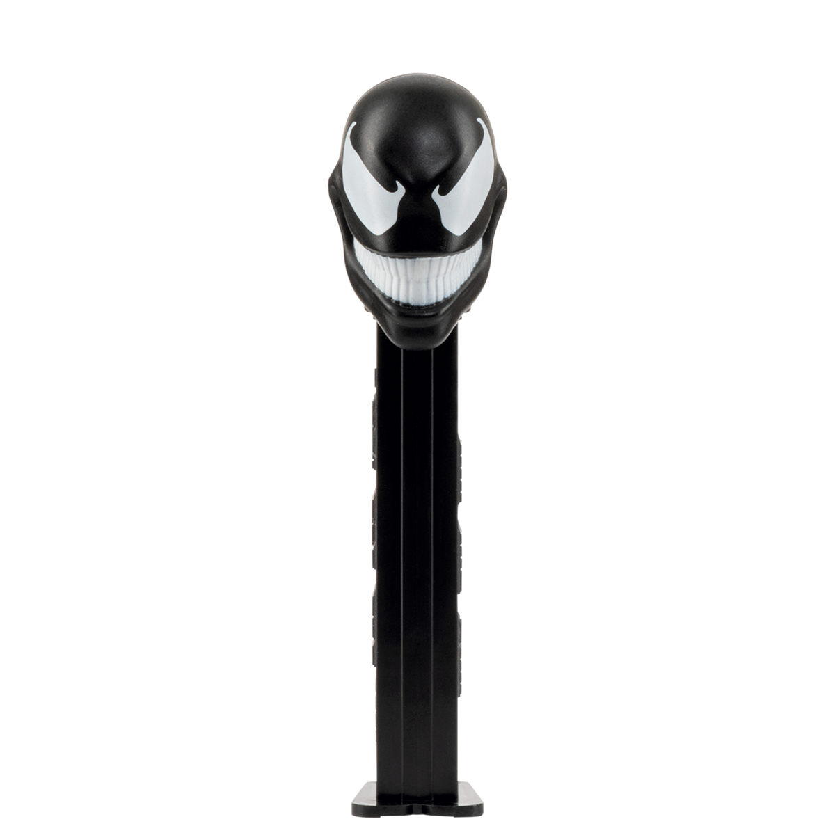 PEZ-Spender von Venom in schwarz in Vorderansicht.