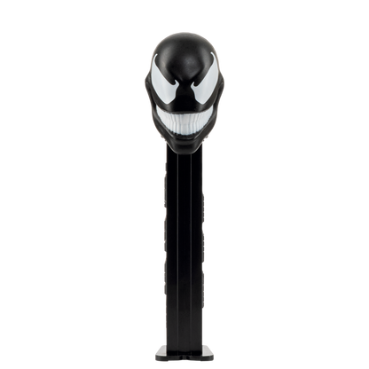 PEZ-Spender von Venom in schwarz in Vorderansicht.