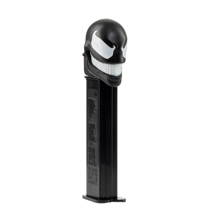 PEZ-Spender von Venom aus dem Marvel-Universum in seitlicher Profilansicht.