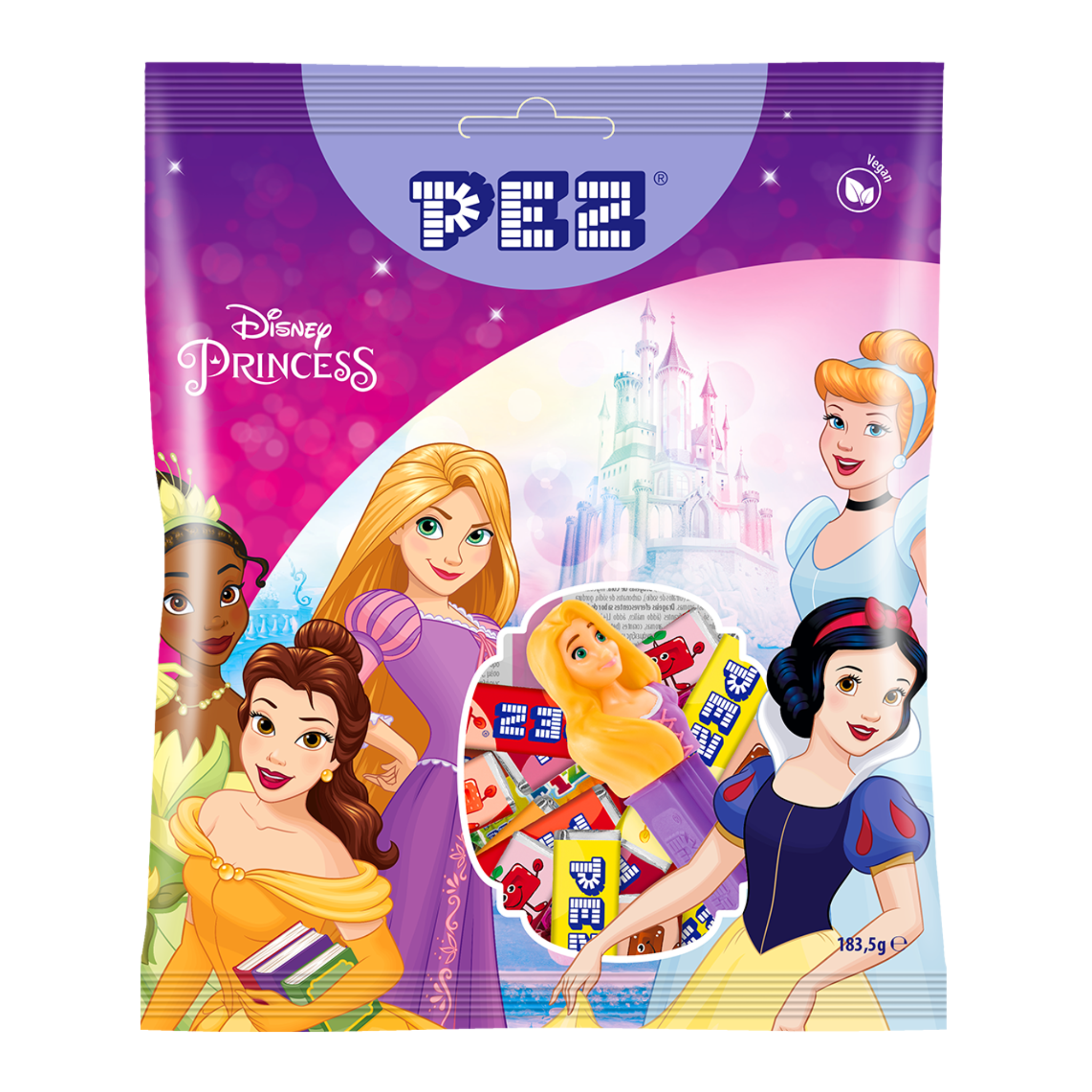 PEZ Beutel Disney Prinzessinnen: Eine Packung mit PEZ Disney Prinzessinnen Spender und Bonbons