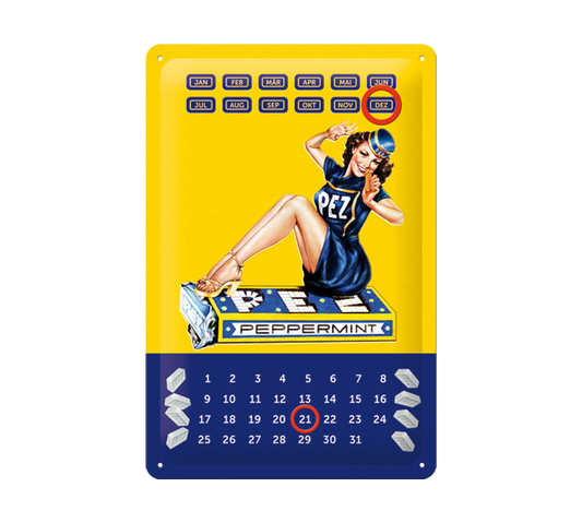 PEZ Retro Blechschild mit Kalender