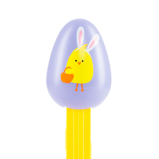 PEZ Spender mit Lila Osterei und Küken-Grafik