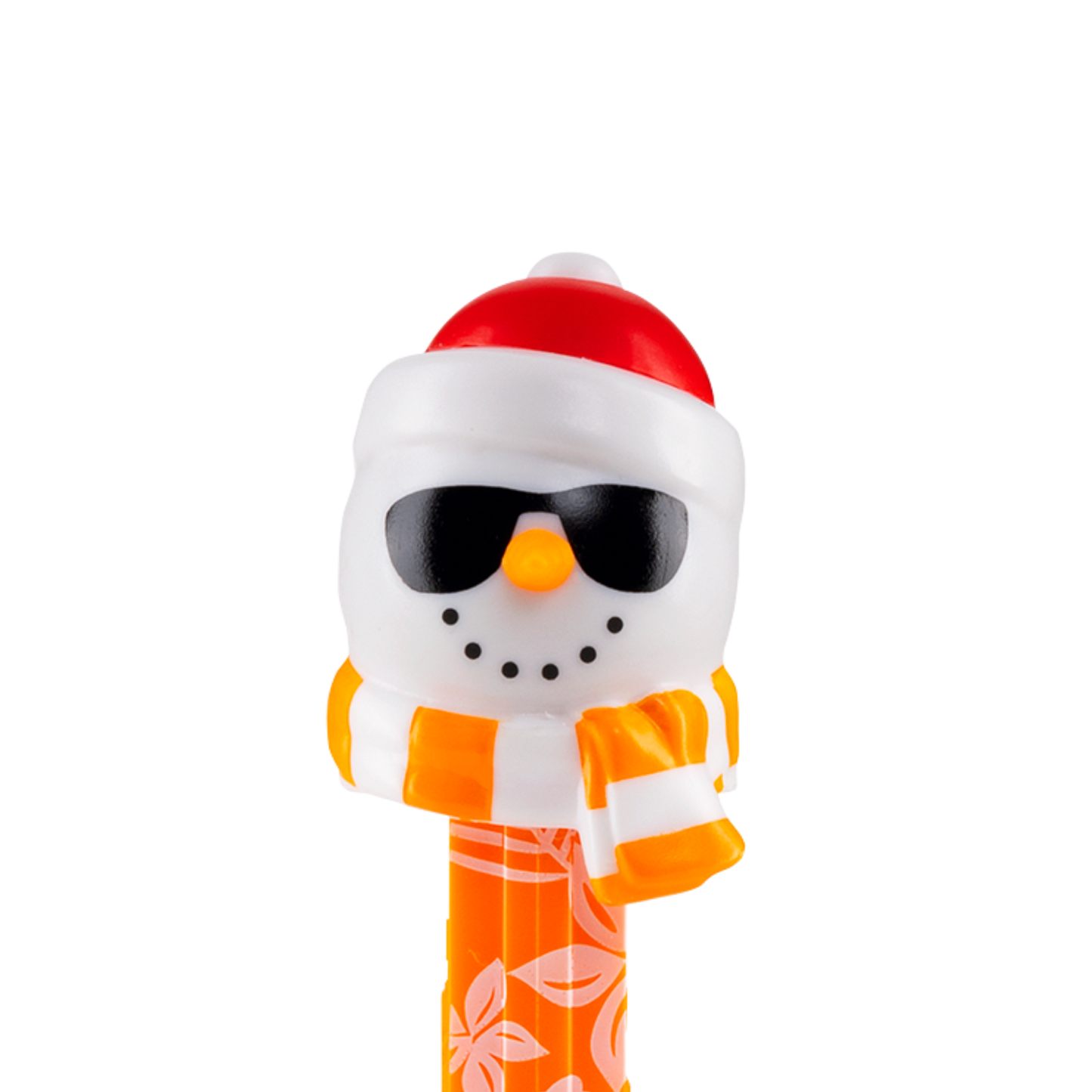 PEZ Spender von Sommer Schneemann mit roter Weihnachtsmütze, Sonnenbrille & Schal.