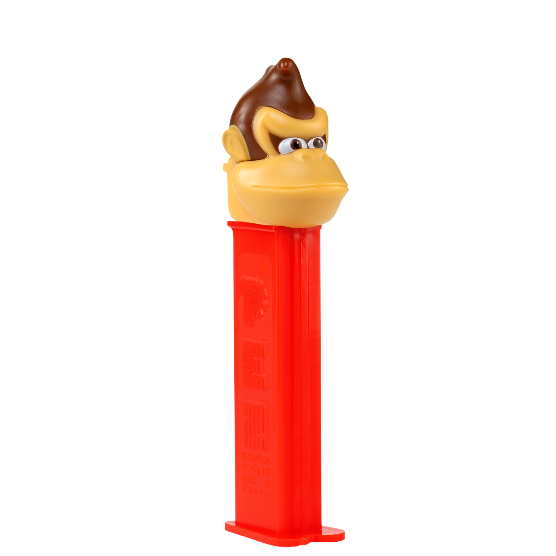 Brauner PEZ-Spender mit roter Box in Form von dem Affen Donkey Kong aus Super Mario