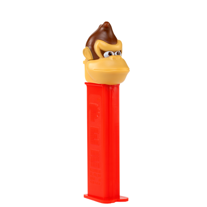 Brauner PEZ-Spender mit roter Box in Form von dem Affen Donkey Kong aus Super Mario